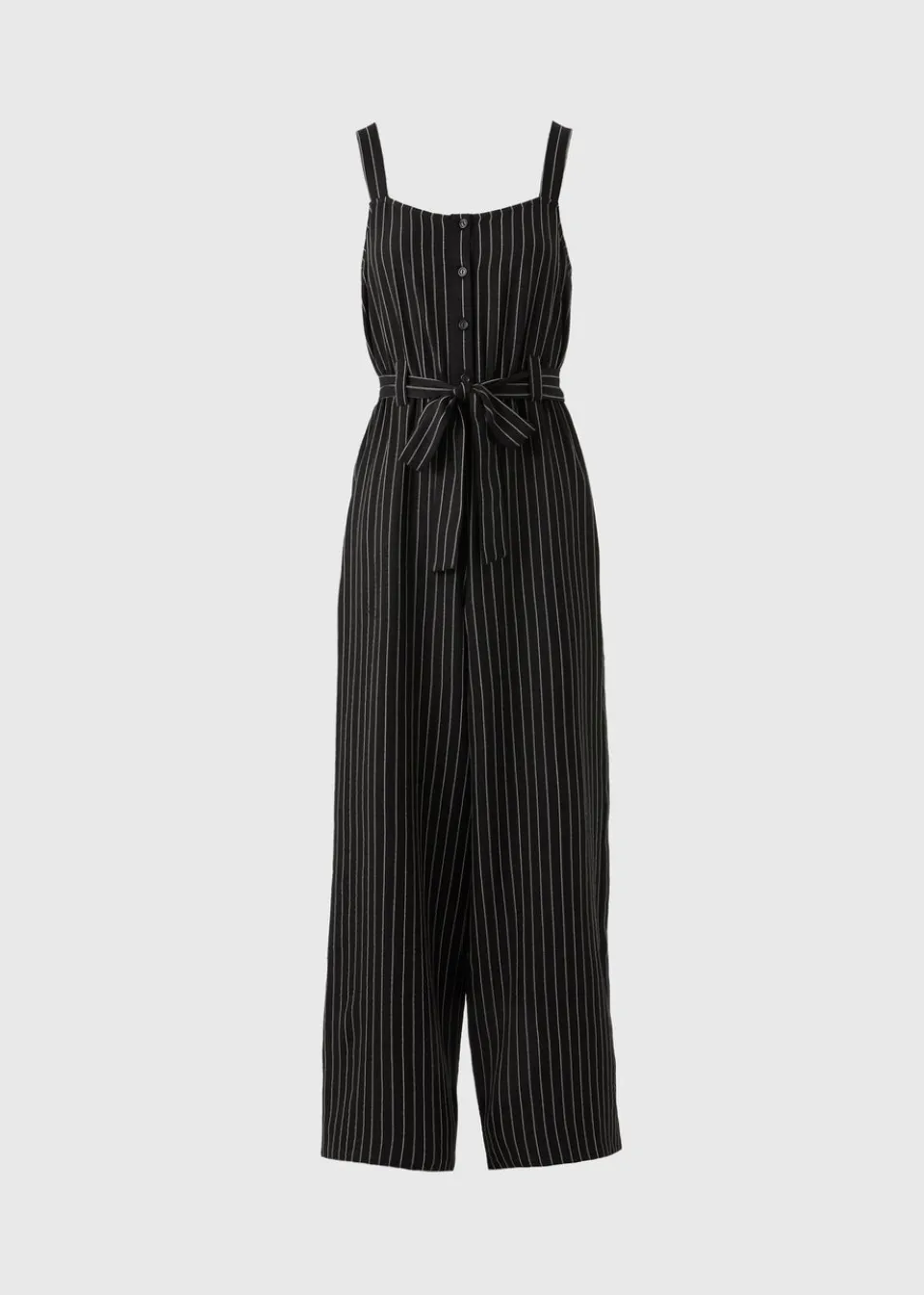 Jumpsuits & Playsuits>Papaya Stripe Button Front Jumpsuit Black