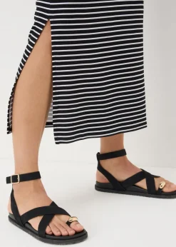 Skirts>Papaya Black Stripe Jersey Maxi Skirt