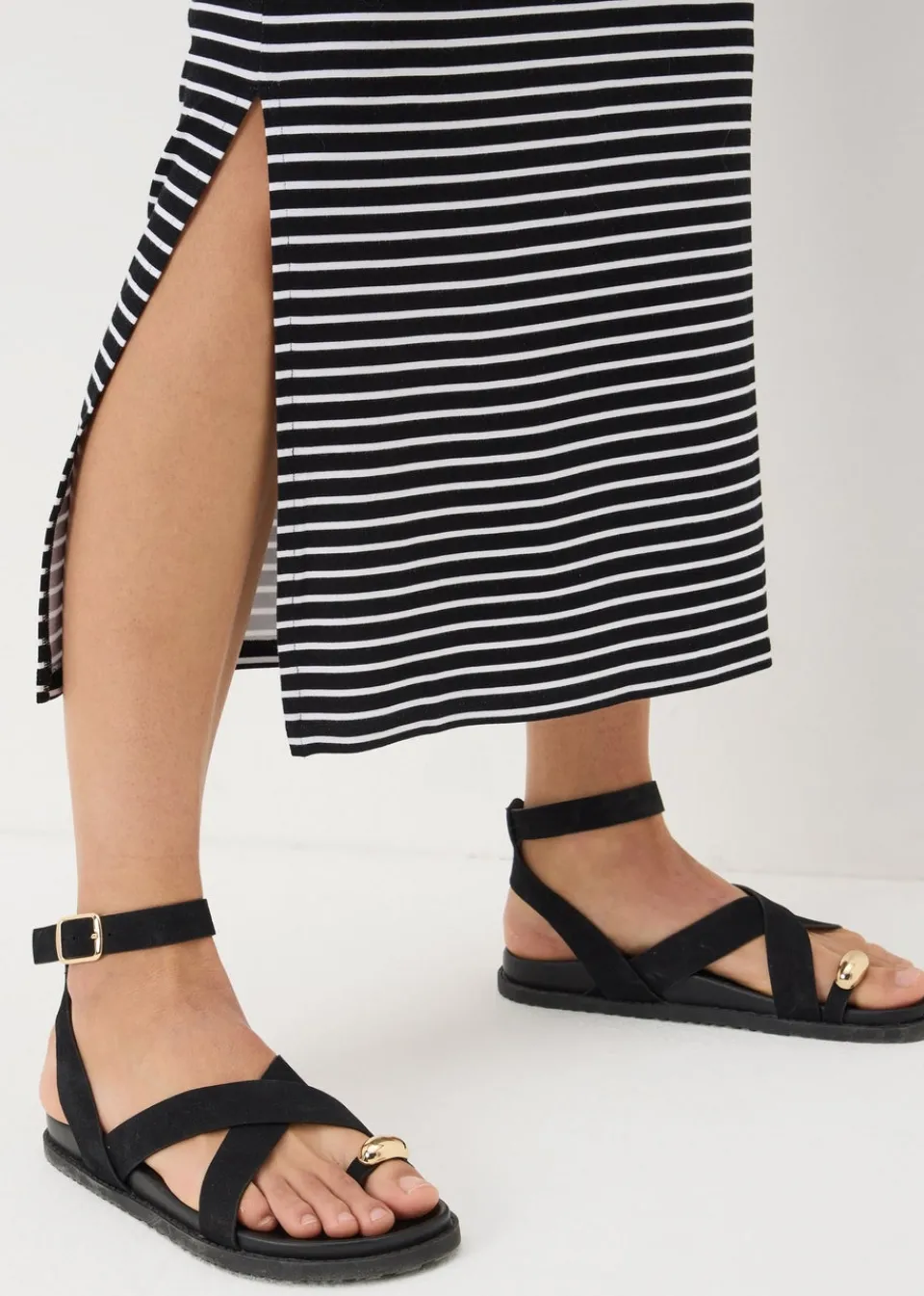 Skirts>Papaya Black Stripe Jersey Maxi Skirt