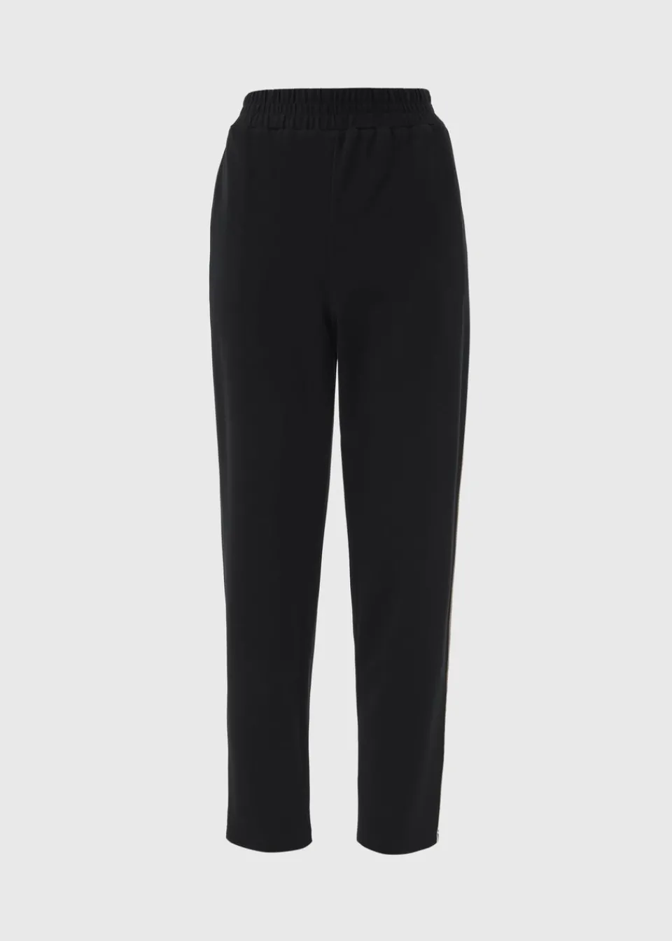 Trousers>Papaya Black Tapered Side Pipe Detail Jogging Bottoms