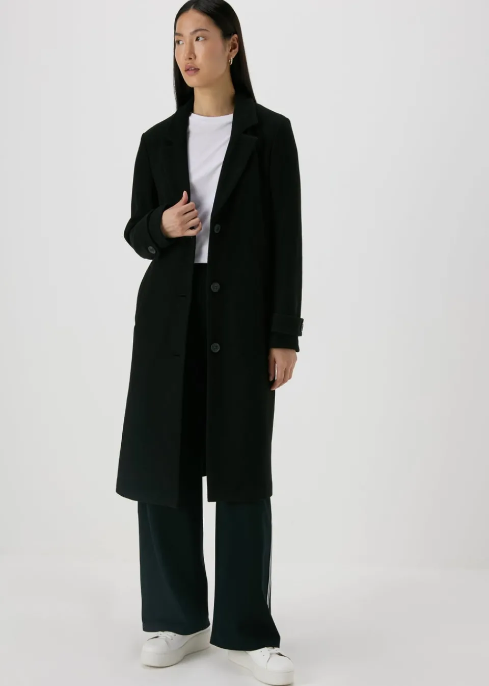 Coats & Jackets>Papaya Black Textured Coat