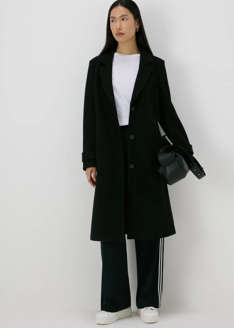 Coats & Jackets>Papaya Black Textured Coat