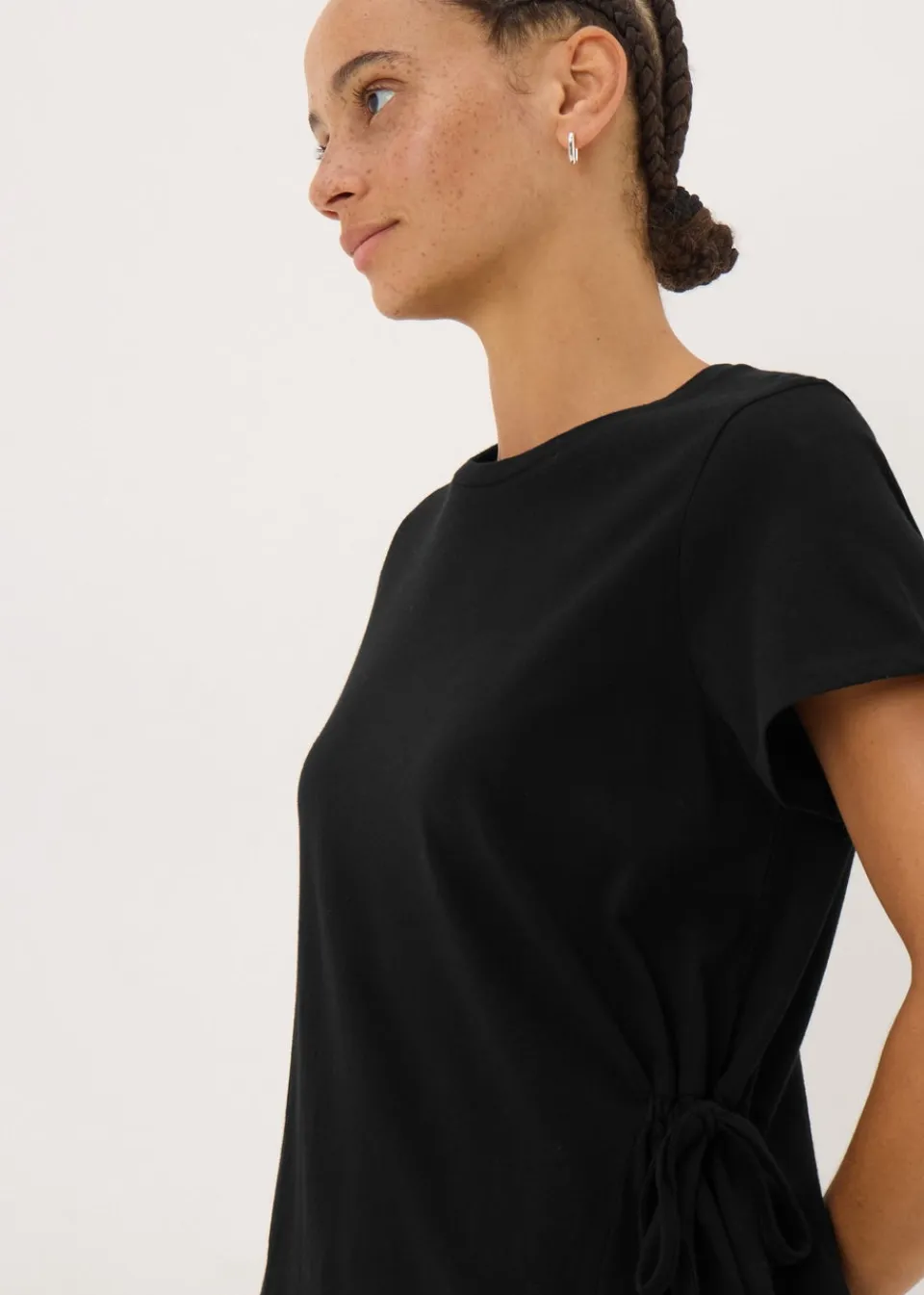 T-Shirts>Papaya Black Tie Side T-Shirt