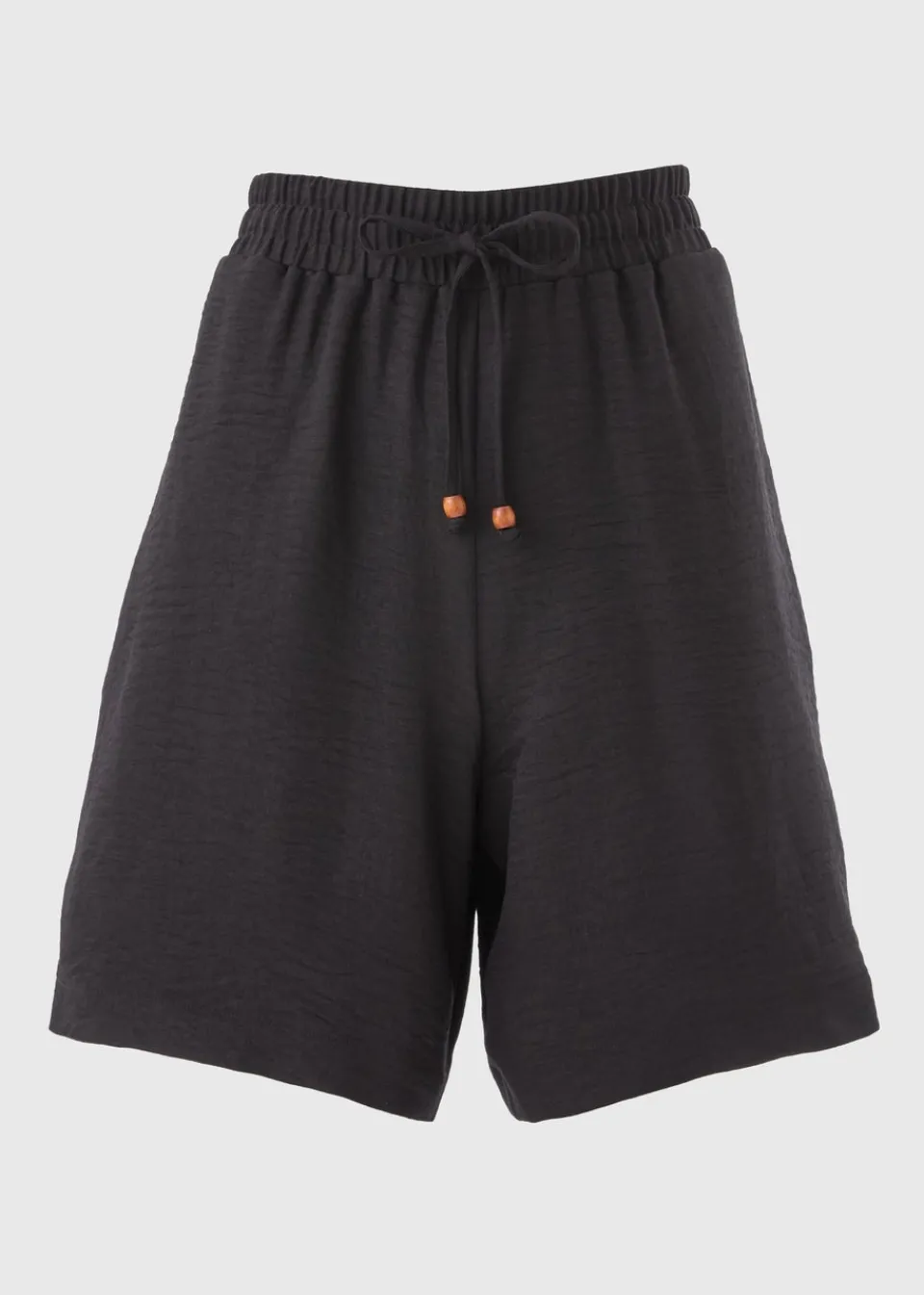 Shorts>Papaya Black Tie Waist Shorts