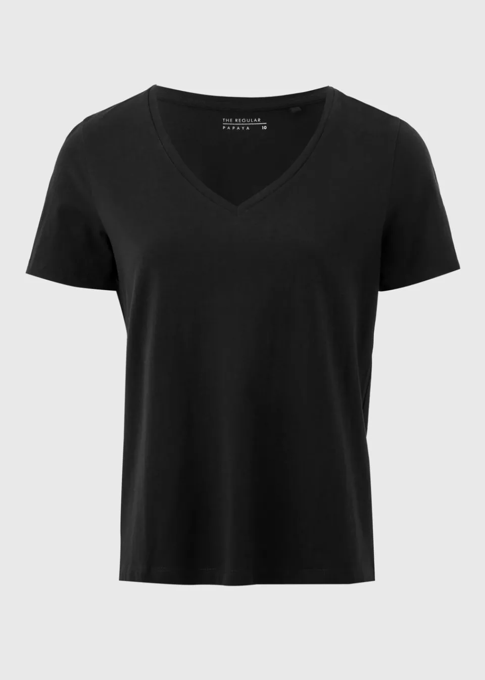 T-Shirts>Papaya Black V-Neck Regular Fit T-Shirt