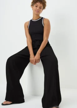 Trousers>Papaya Wide Leg Trousers Black
