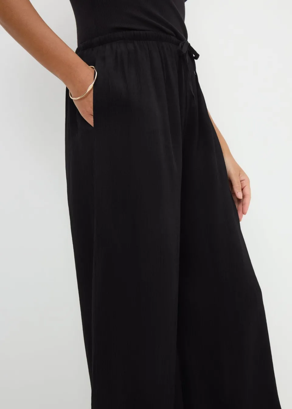 Trousers>Papaya Wide Leg Trousers Black