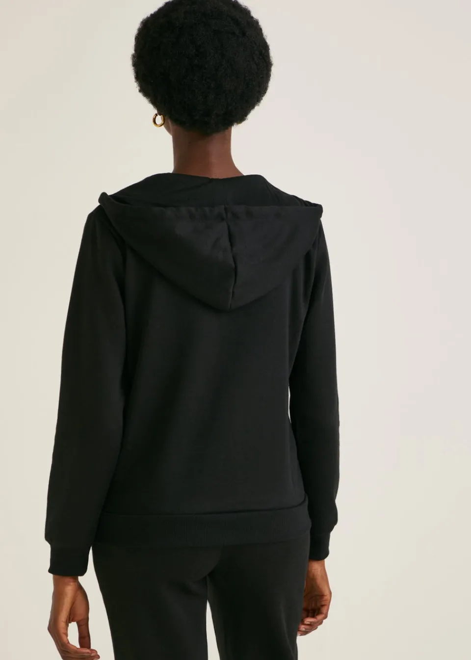 Tops>Papaya Black Zip Up Hoodie