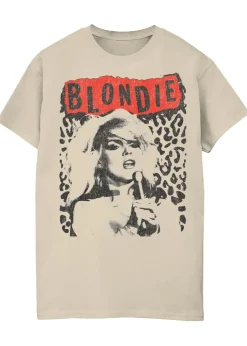 T-Shirts>Blondie Leopard Sand Boyfriend Fit Music T-Shirt