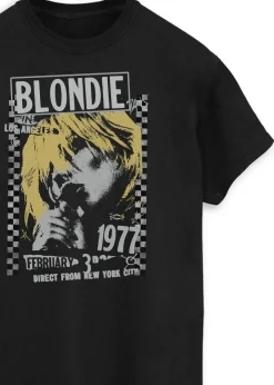 T-Shirts>Blondie Los Angeles 1977 Women Black Printed Boyfriend Fit Music T-Shirt