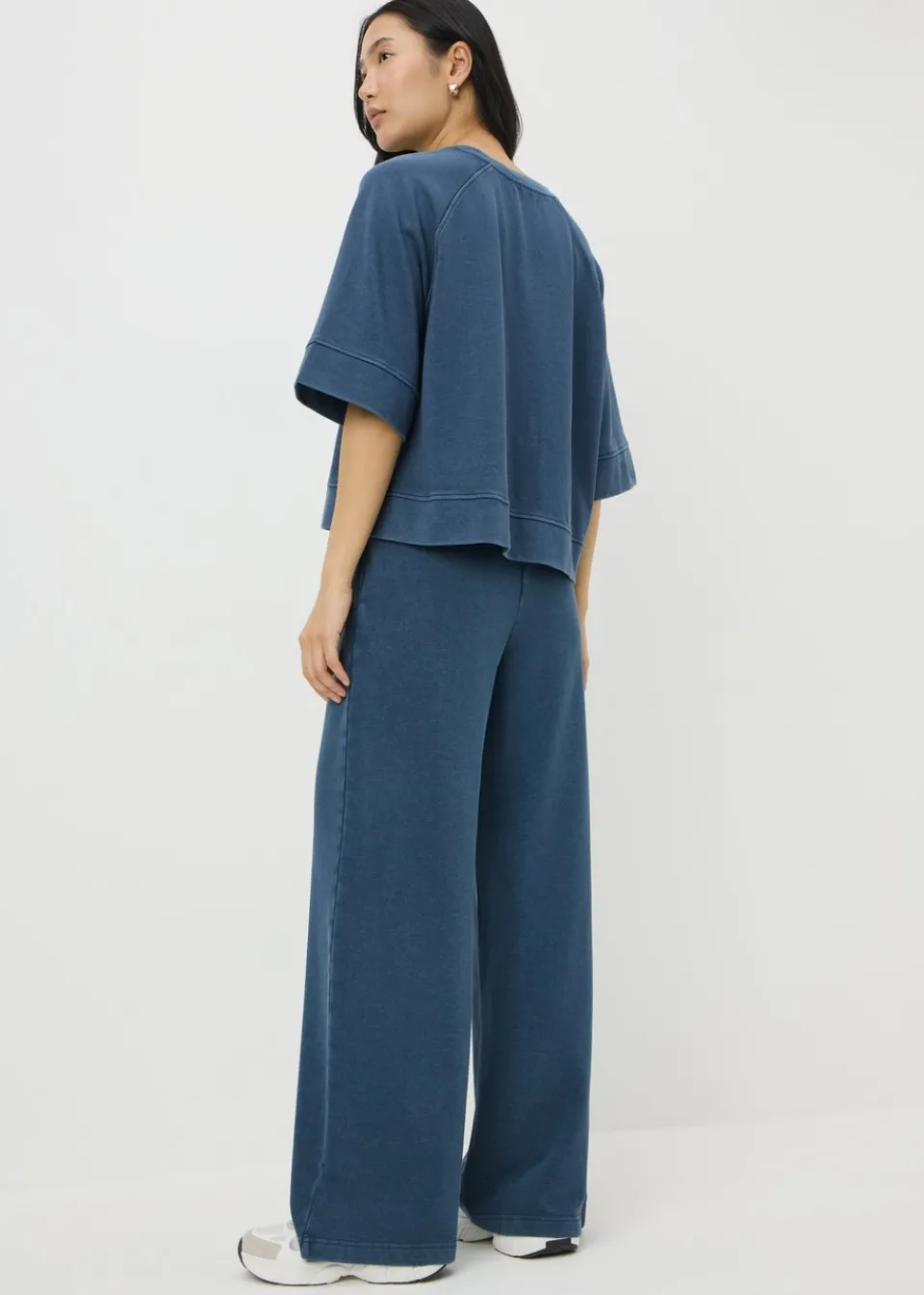 Trousers> Blue Acid Wash Jogging Bottoms