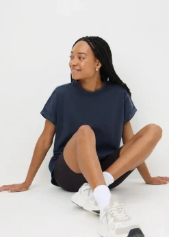 T-Shirts>Papaya Blue Acid Wash Longline T-Shirt