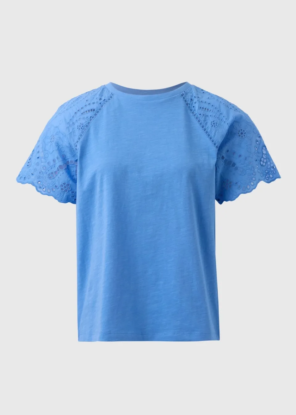 T-Shirts>Papaya Broderie Anglaise Raglan Sleeve T-Shirt Blue