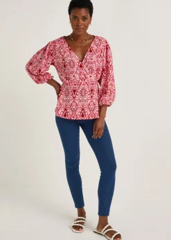 Leggings>Papaya Denim Look Ankle Length Leggings Blue