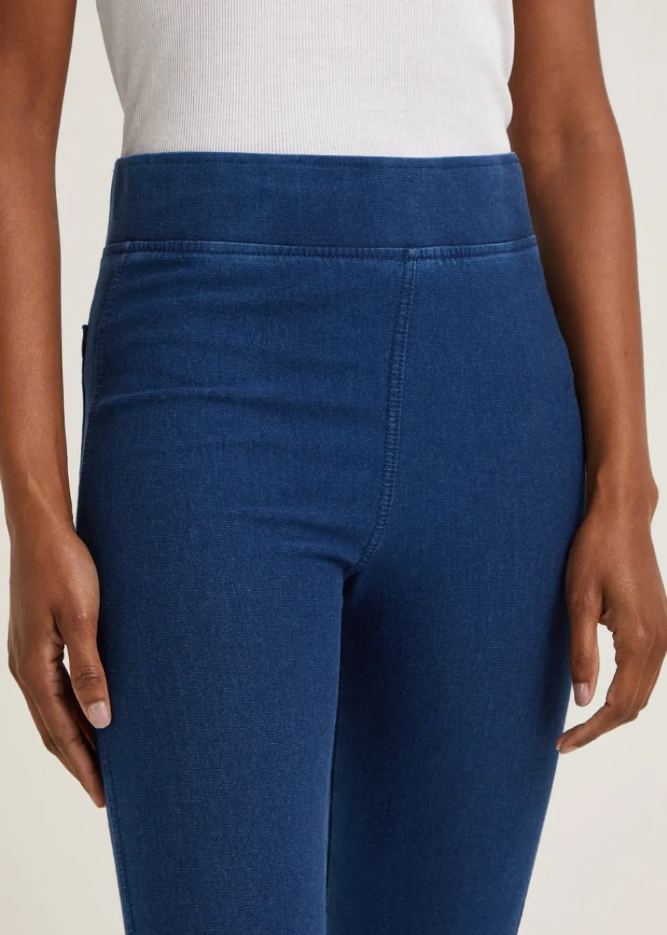 Leggings>Papaya Denim Look Ankle Length Leggings Blue