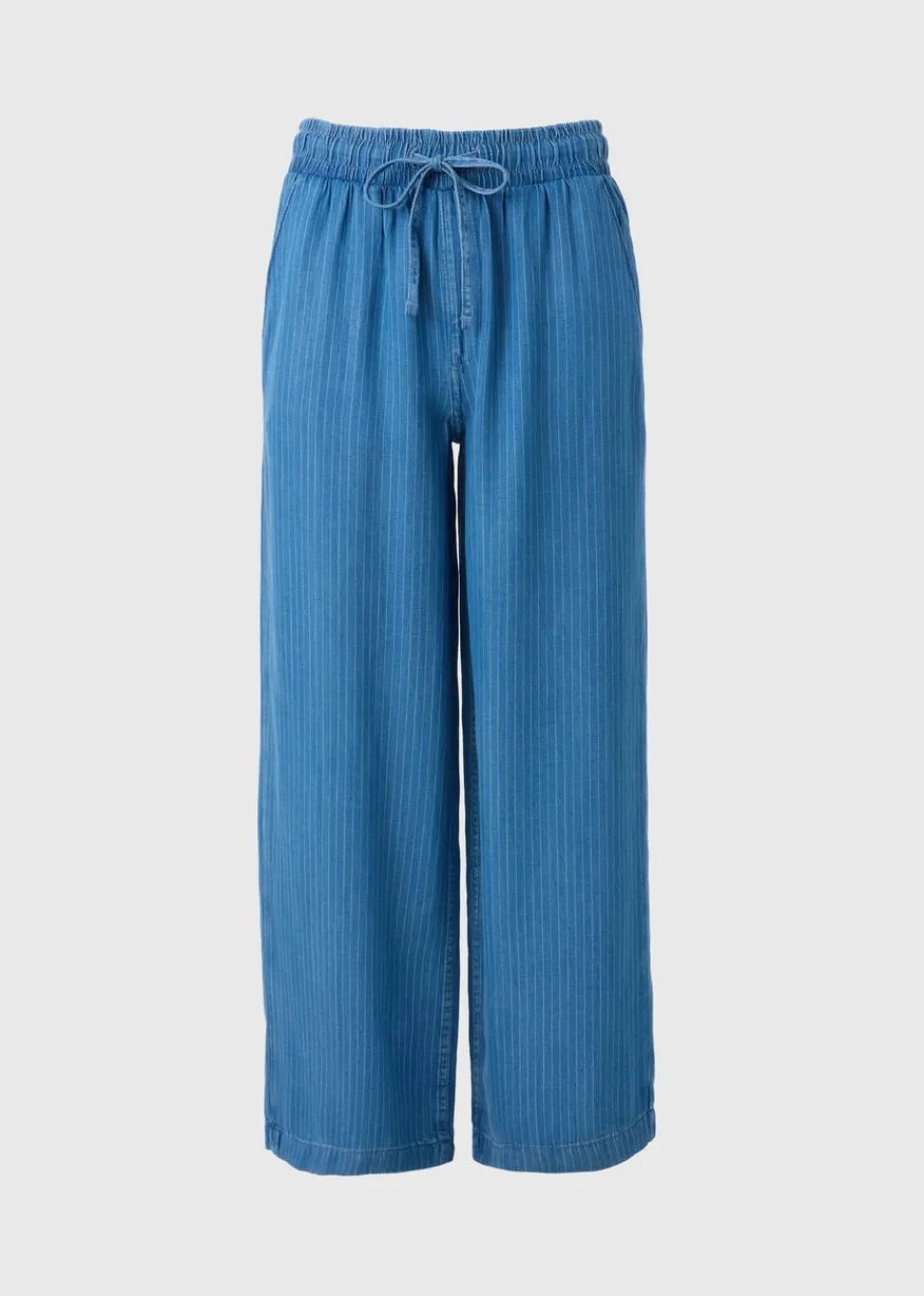 Trousers>Papaya Blue Denim Pinstripe Wide Leg Co Ord Trousers