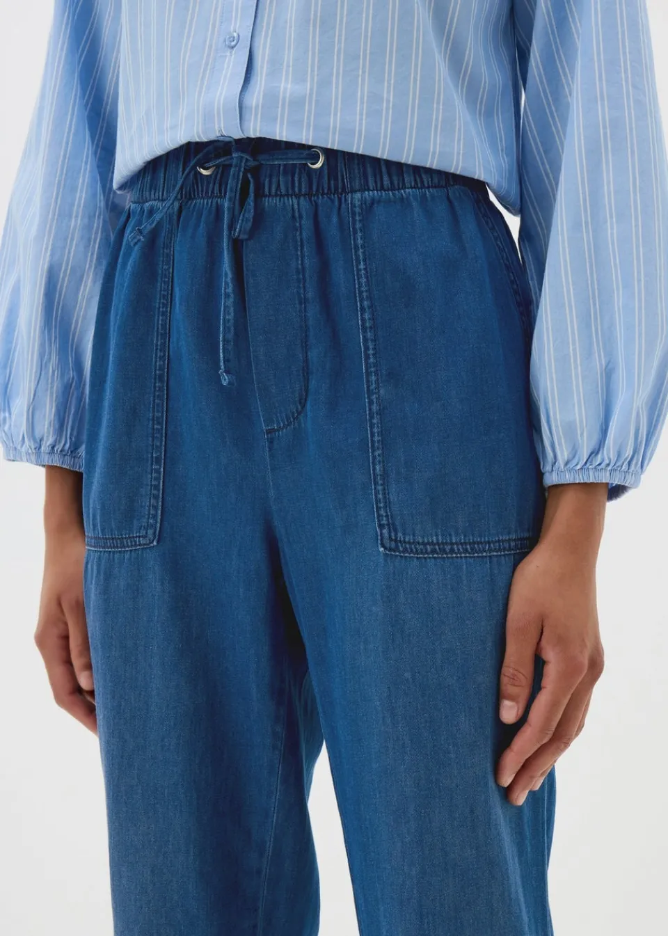 Loungewear>Papaya Blue Denim Utility Jogger Trousers
