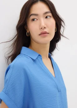 Blouses & Shirts>Et Vous Blue Popover Blouse