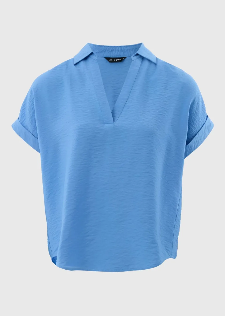 Blouses & Shirts>Et Vous Blue Popover Blouse
