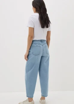 Jeans & Jeggings>Papaya Denim Blue Light Wash Barrel Leg Jeans