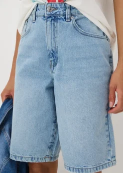 Shorts>Papaya Denim Blue Lightwash Relaxed Knee Length Shorts