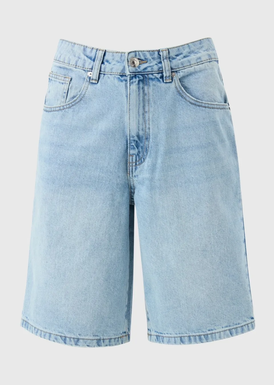 Shorts>Papaya Denim Blue Lightwash Relaxed Knee Length Shorts