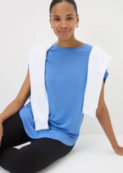 T-Shirts>Papaya Blue Longline T-Shirt