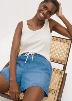 Shorts>Papaya Blue Mid Wash Comfort Fit Denim Shorts