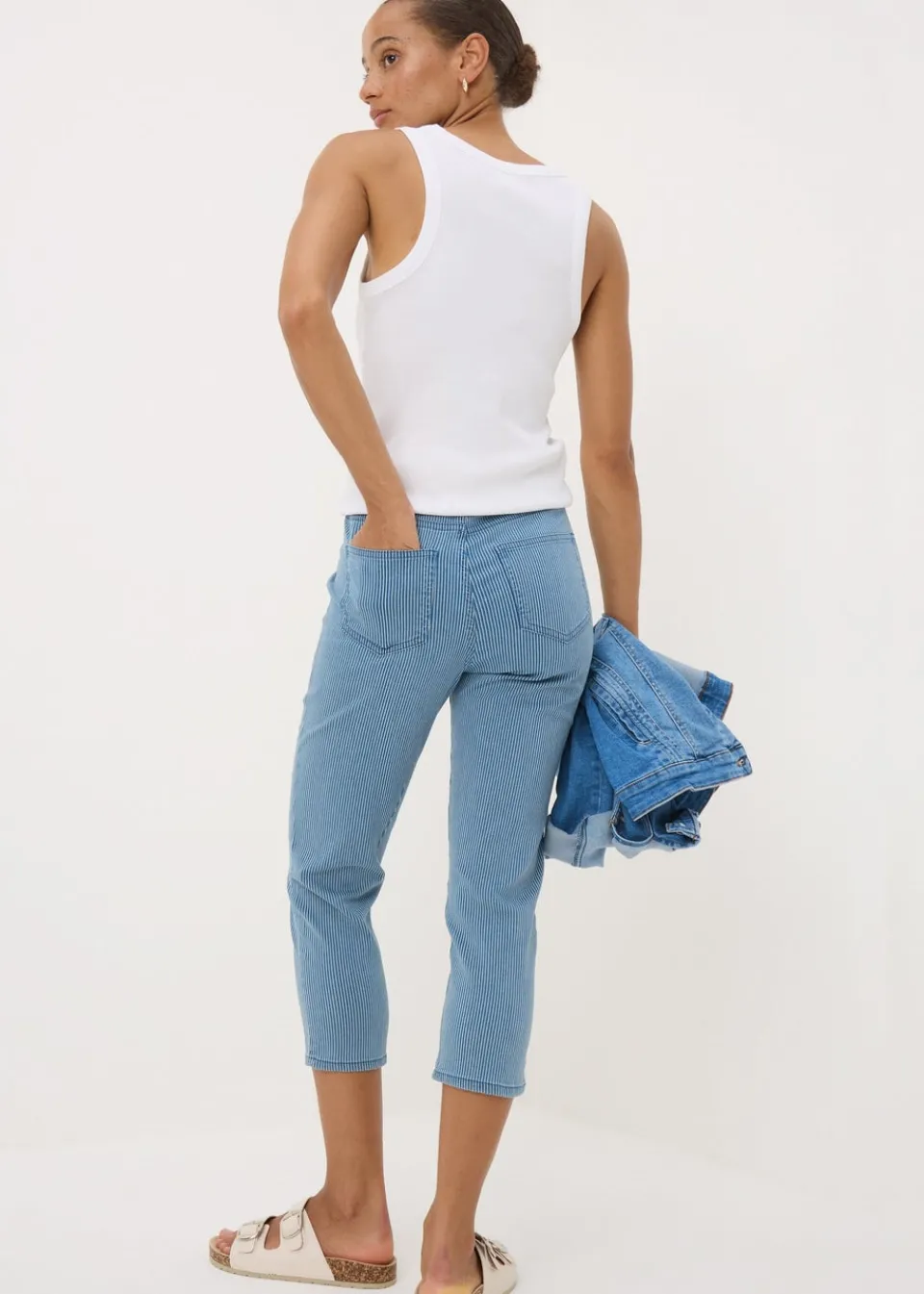 Jeans & Jeggings>Papaya Denim Blue Stripe Cropped Jeggings