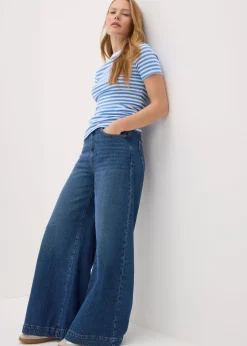 T-Shirts>Papaya Blue Stripe Fitted T-Shirt