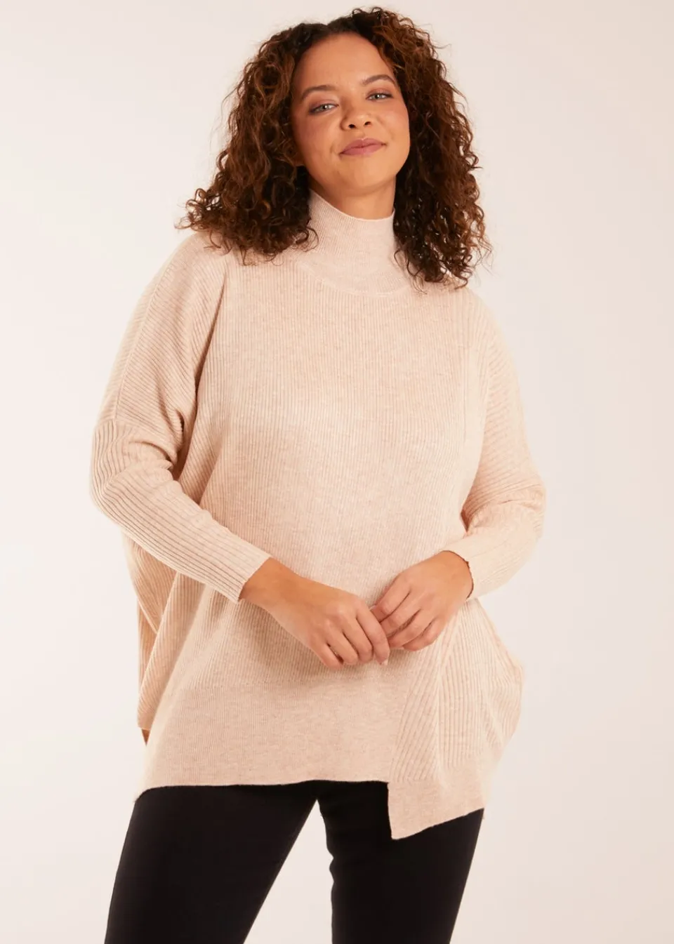 Tops>Blue Vanilla Asymmetric Hem Detail Jumper