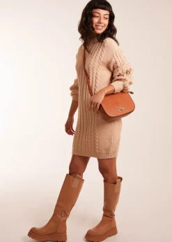 Knitwear>Blue Vanilla Cable Knit Dress Beige