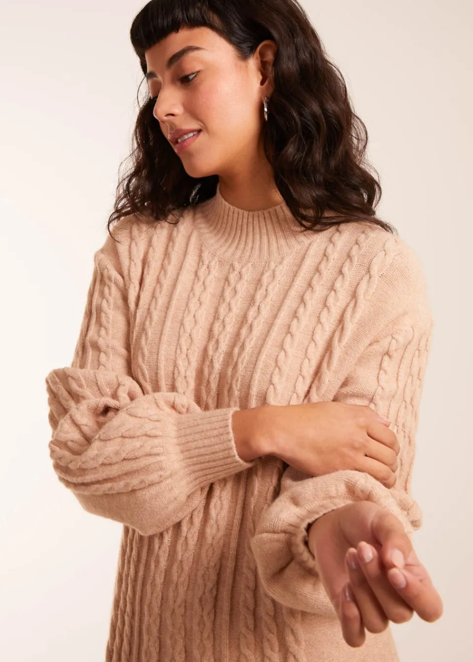 Knitwear>Blue Vanilla Cable Knit Dress Beige