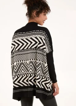 Knitwear>Blue Vanilla Black Abstract Print Round Neck Jumper
