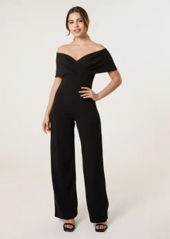 Jumpsuits & Playsuits>Blue Vanilla Black Bardot Wrap Jumpsuit