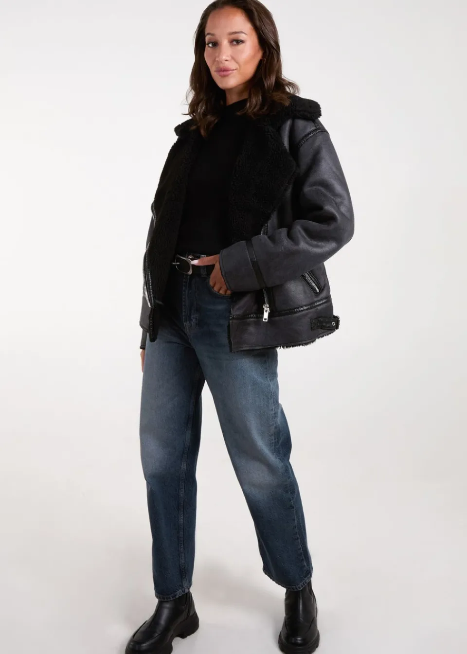 Coats & Jackets>Blue Vanilla Black Classic Aviator Jacket