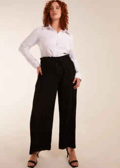 Trousers>Blue Vanilla Black Curve Wide Leg Pleated Trousers