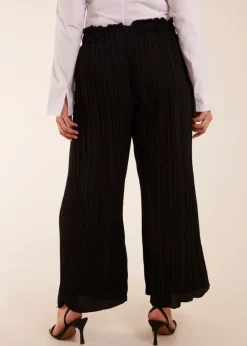 Trousers>Blue Vanilla Black Curve Wide Leg Pleated Trousers
