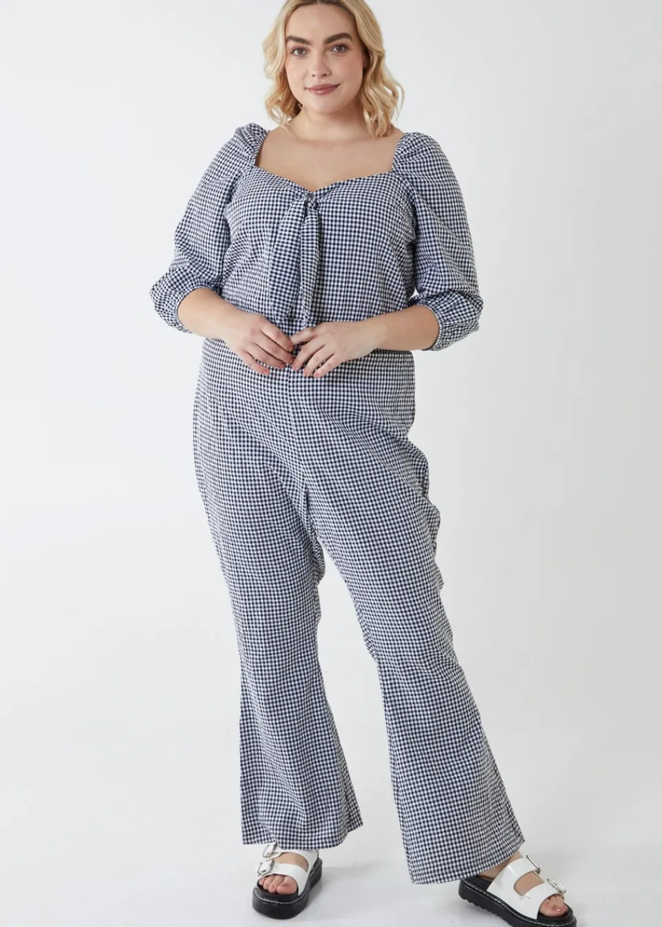 Jumpsuits & Playsuits>Blue Vanilla Black Curve Gingham Jumpsuit