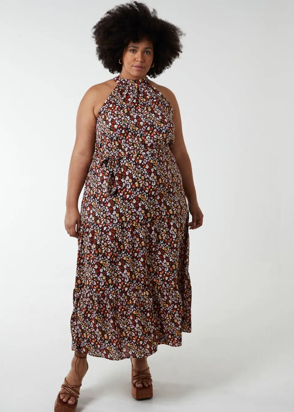 Dresses>Blue Vanilla Black Curve Halter Neck Midi Dress