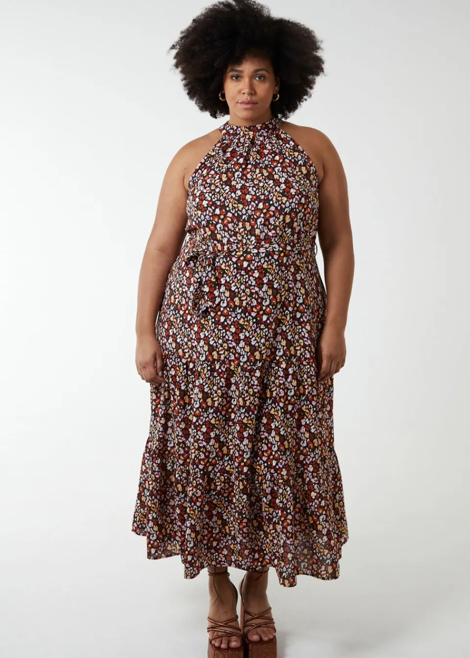 Dresses>Blue Vanilla Black Curve Halter Neck Midi Dress