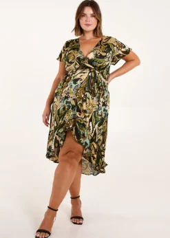 Dresses>Blue Vanilla Black Curve Angel Sleeve Wrap Midi Dress