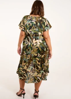 Dresses>Blue Vanilla Black Curve Angel Sleeve Wrap Midi Dress