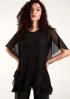 Tops>Blue Vanilla Black Diamante Tunic