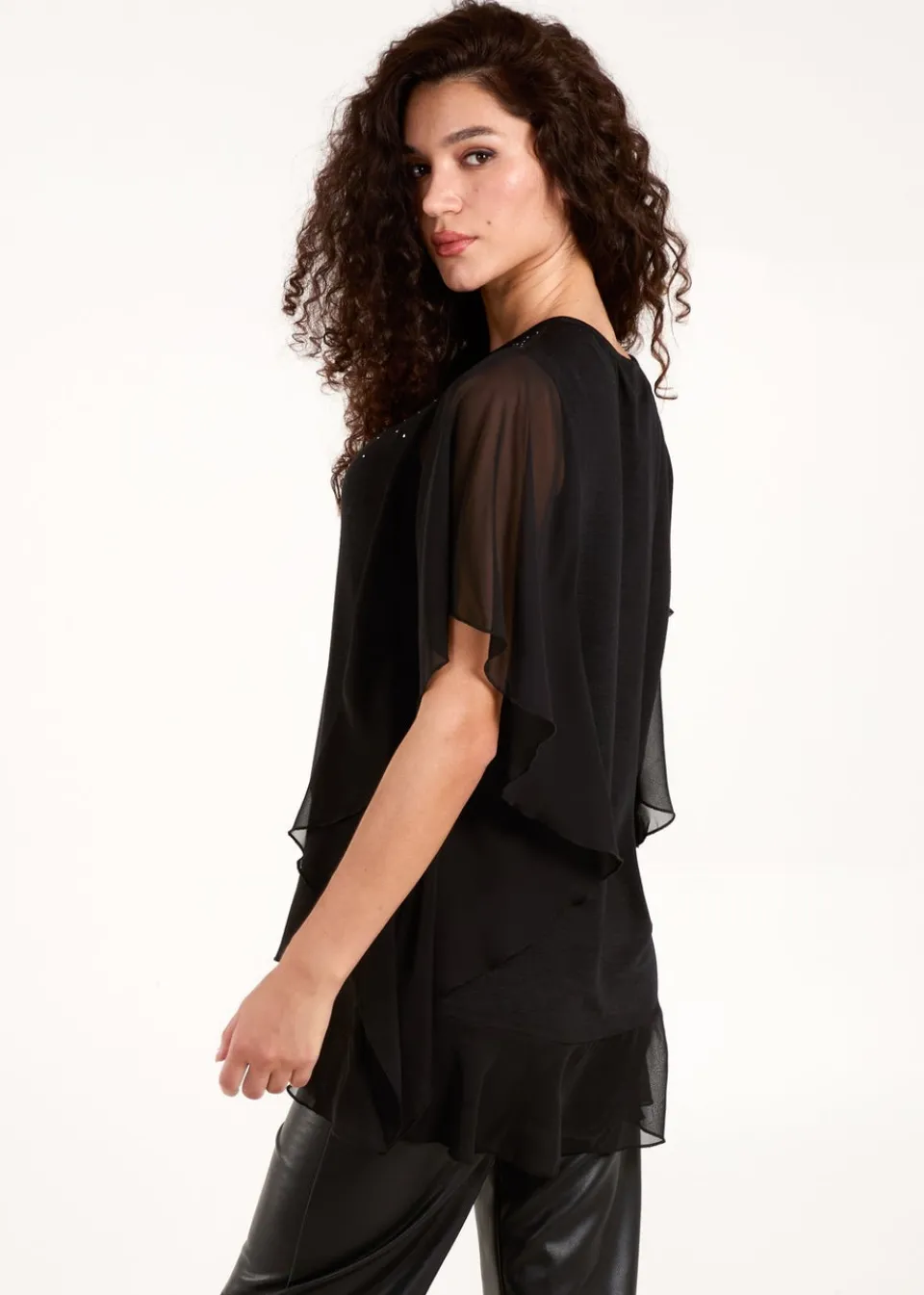 Tops>Blue Vanilla Black Diamante Tunic