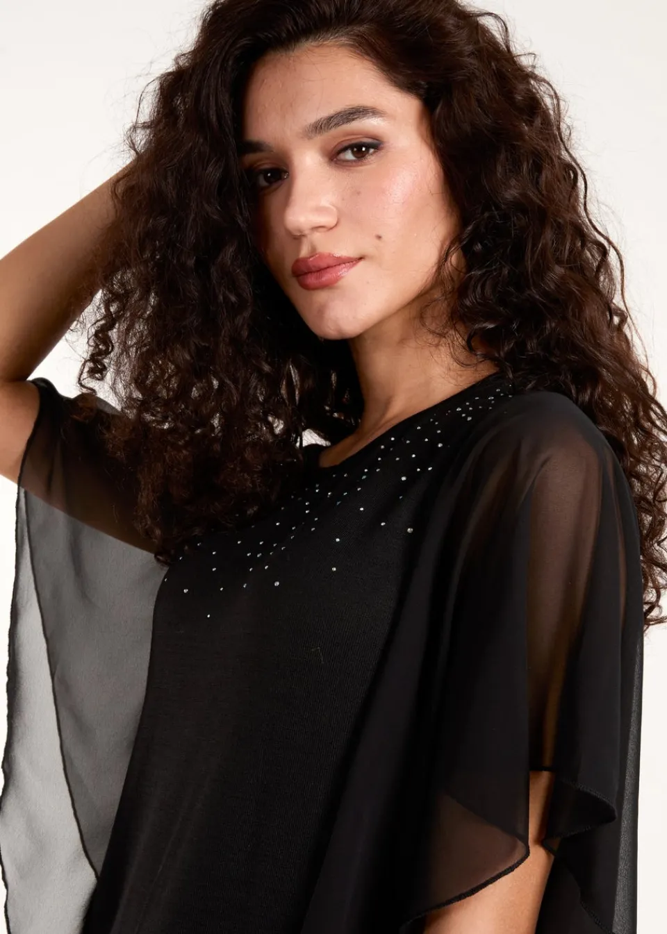 Tops>Blue Vanilla Black Diamante Tunic