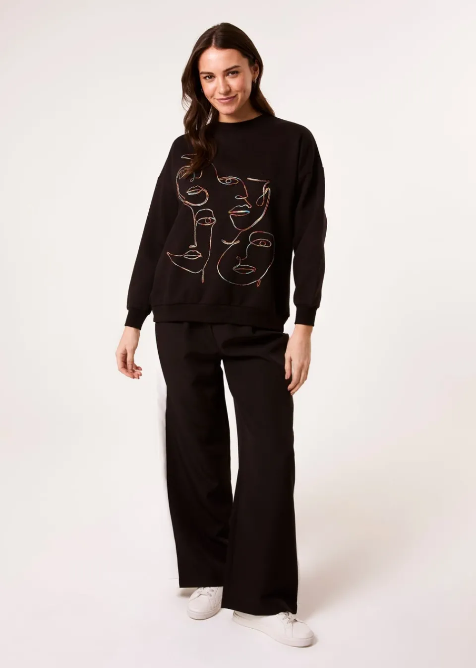 Loungewear>Blue Vanilla Black Face Stitch Sweatshirt