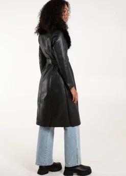 Coats & Jackets>Blue Vanilla Black Faux Fur Longline Coat