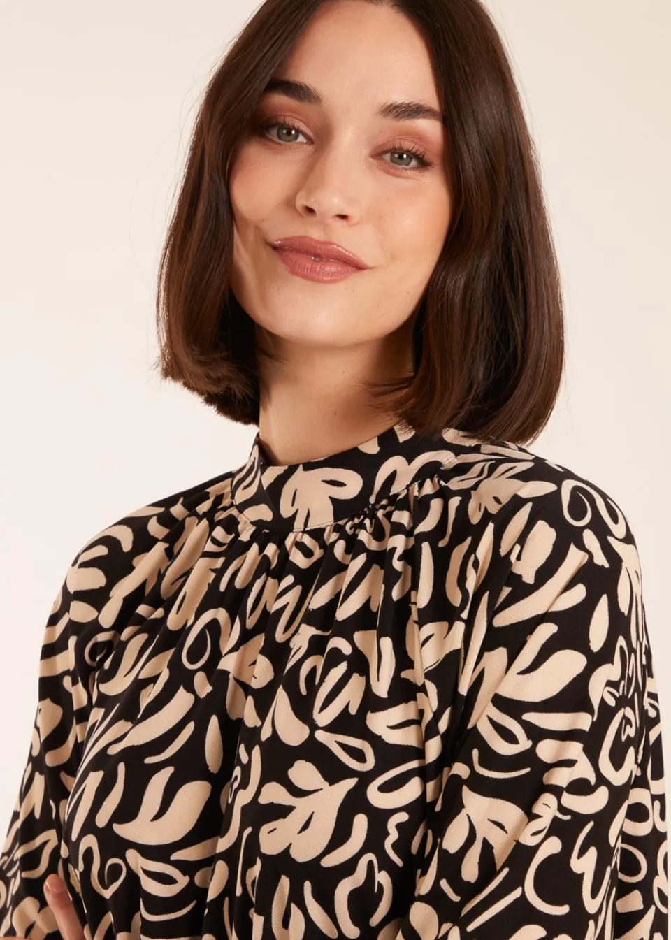 Tops>Blue Vanilla Black High Neck Batwing Top