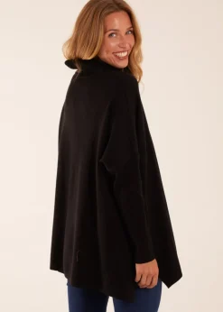 Tops>Blue Vanilla High Neck Boxy Jumper Black